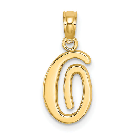 10k Yellow Gold Initial Pendant, Script Letter G Charm with Polished Finish for Women