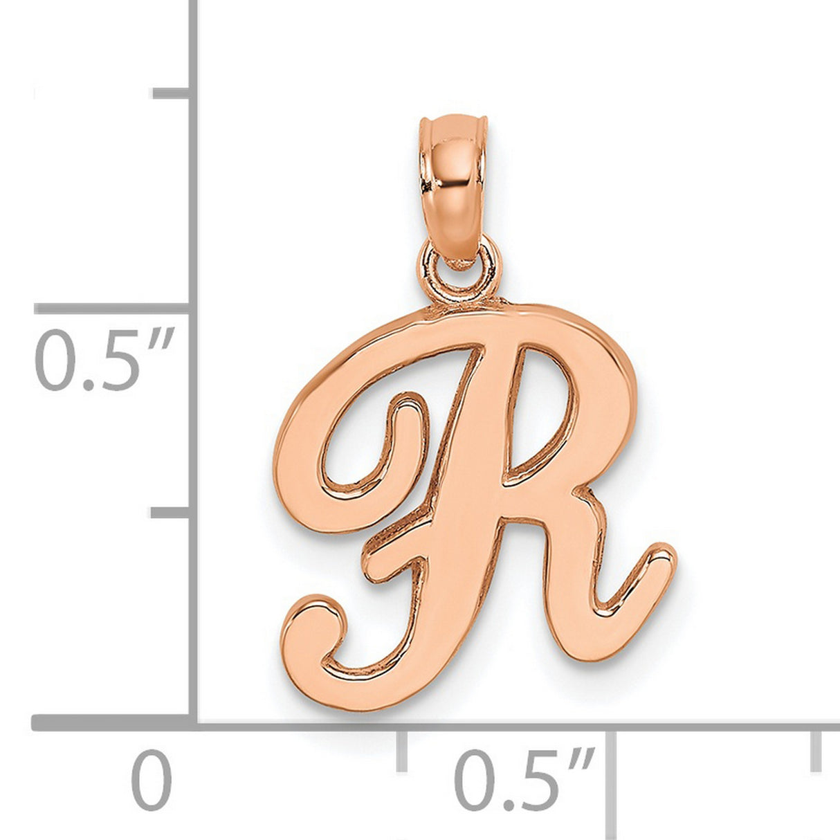 10k Yellow Gold Initial R Pendant, Polished Script Letter Charm for Women