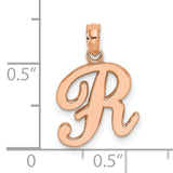 10k Yellow Gold Initial R Pendant, Polished Script Letter Charm for Women