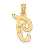10k Yellow Gold Initial J Pendant, Script Monogram Charm, Cursive Letter Jewelry for Women