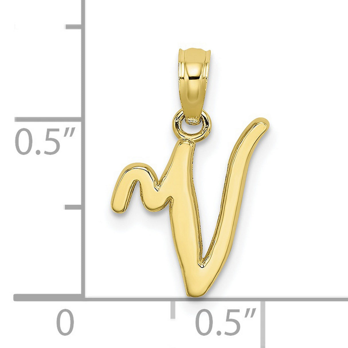 10k Yellow Gold Letter N Pendant, Polished Script Initial Charm for Women