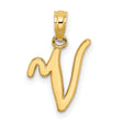 10k Yellow Gold Letter N Pendant, Polished Script Initial Charm for Women