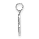 10k White Gold Letter B Pendant, Polished Script Initial Charm, Dainty Monogram Jewelry