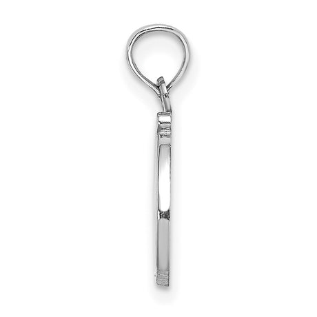 10k White Gold Script Initial D Pendant, Cursive Letter Charm for Women