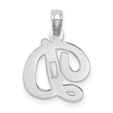 10k White Gold Script Initial D Pendant, Cursive Letter Charm for Women