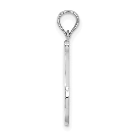 10k White Gold Script Initial J Pendant, Polished Cursive Letter Charm for Women