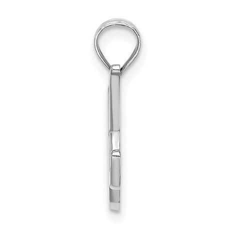 10k White Gold Initial K Pendant, Polished Script Letter Charm for Women