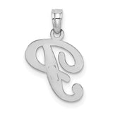 10k White Gold Initial P Pendant, Script Letter Charm in Polished Design for Women