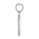 10k White Gold Pendant, Script Letter N Initial Charm, Polished Monogram Jewelry for Women
