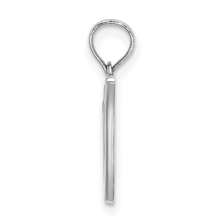 10k White Gold Pendant, Script Letter N Initial Charm, Polished Monogram Jewelry for Women