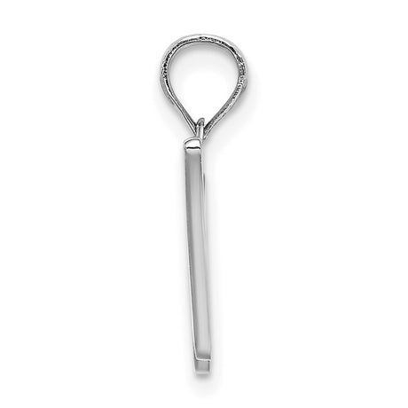 10k White Gold Script W Pendant, Polished Initial Charm in Flowing Letter Design for Women