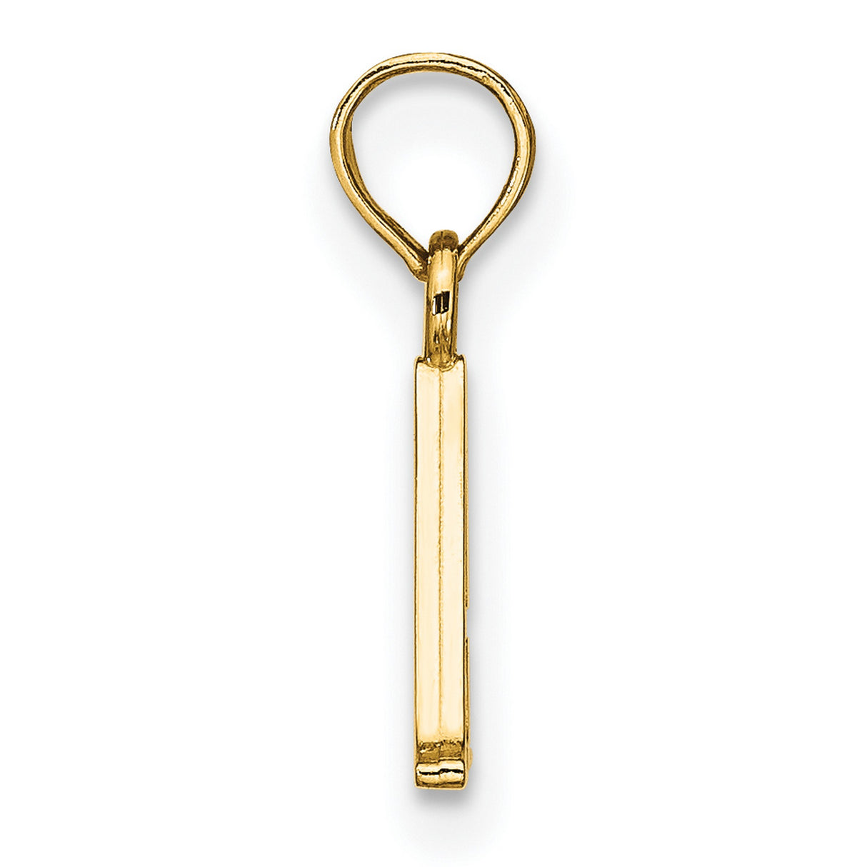 10k Yellow Gold Letter A Pendant, Polished Block Initial Charm for Women