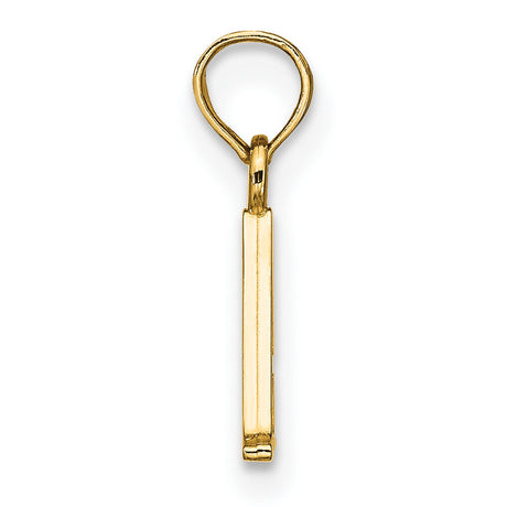 10k Yellow Gold Letter A Pendant, Polished Block Initial Charm for Women