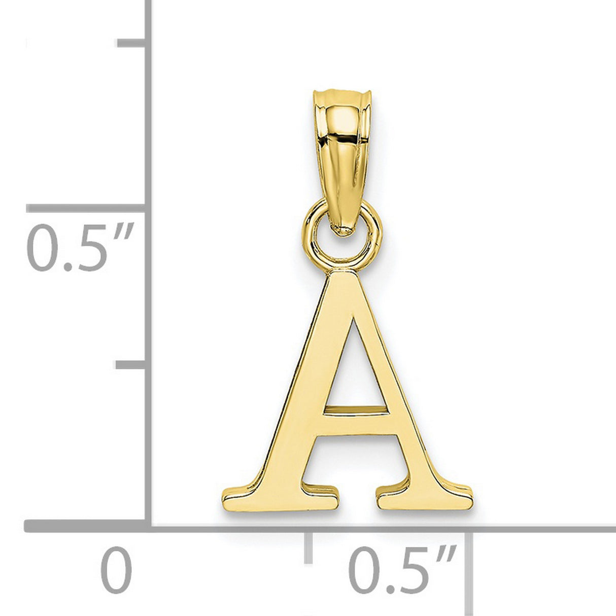 10k Yellow Gold Letter A Pendant, Polished Block Initial Charm for Women
