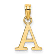 10k Yellow Gold Letter A Pendant, Polished Block Initial Charm for Women