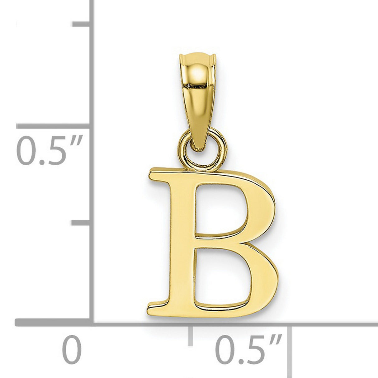 10k Yellow Gold Letter B Pendant Charm, Polished Block Initial Design, Unisex Jewelry