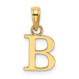 10k Yellow Gold Letter B Pendant Charm, Polished Block Initial Design, Unisex Jewelry