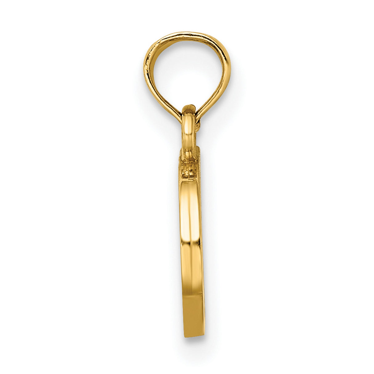 10k Yellow Gold D Initial Pendant, Solid Block Letter Charm with Polished Serif Design