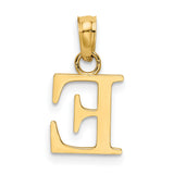 10k Yellow Gold Letter E Pendant, Polished Block Initial Charm for Women and Unisex