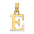 10k Yellow Gold Letter E Pendant, Polished Block Initial Charm for Women and Unisex