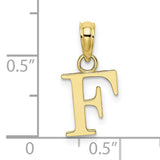 10k Yellow Gold Letter F Pendant, Polished Alphabet Charm, Initial Monogram Jewelry