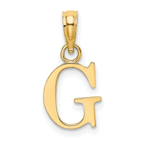10k Yellow Gold G Initial Pendant, Classic Serif Alphabet Letter Charm for Women or Unisex Wear
