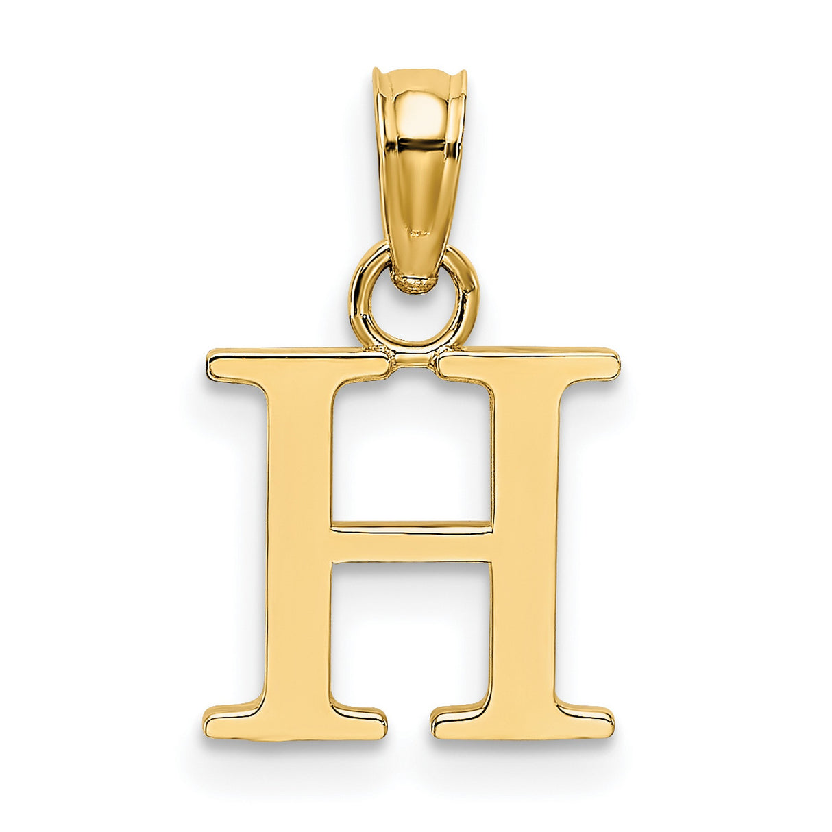 10k Yellow Gold Letter H Pendant Charm, Block Style Alphabet Monogram Jewelry