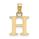 10k Yellow Gold Letter H Pendant Charm, Block Style Alphabet Monogram Jewelry
