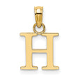 10k Yellow Gold Letter H Pendant Charm, Block Style Alphabet Monogram Jewelry