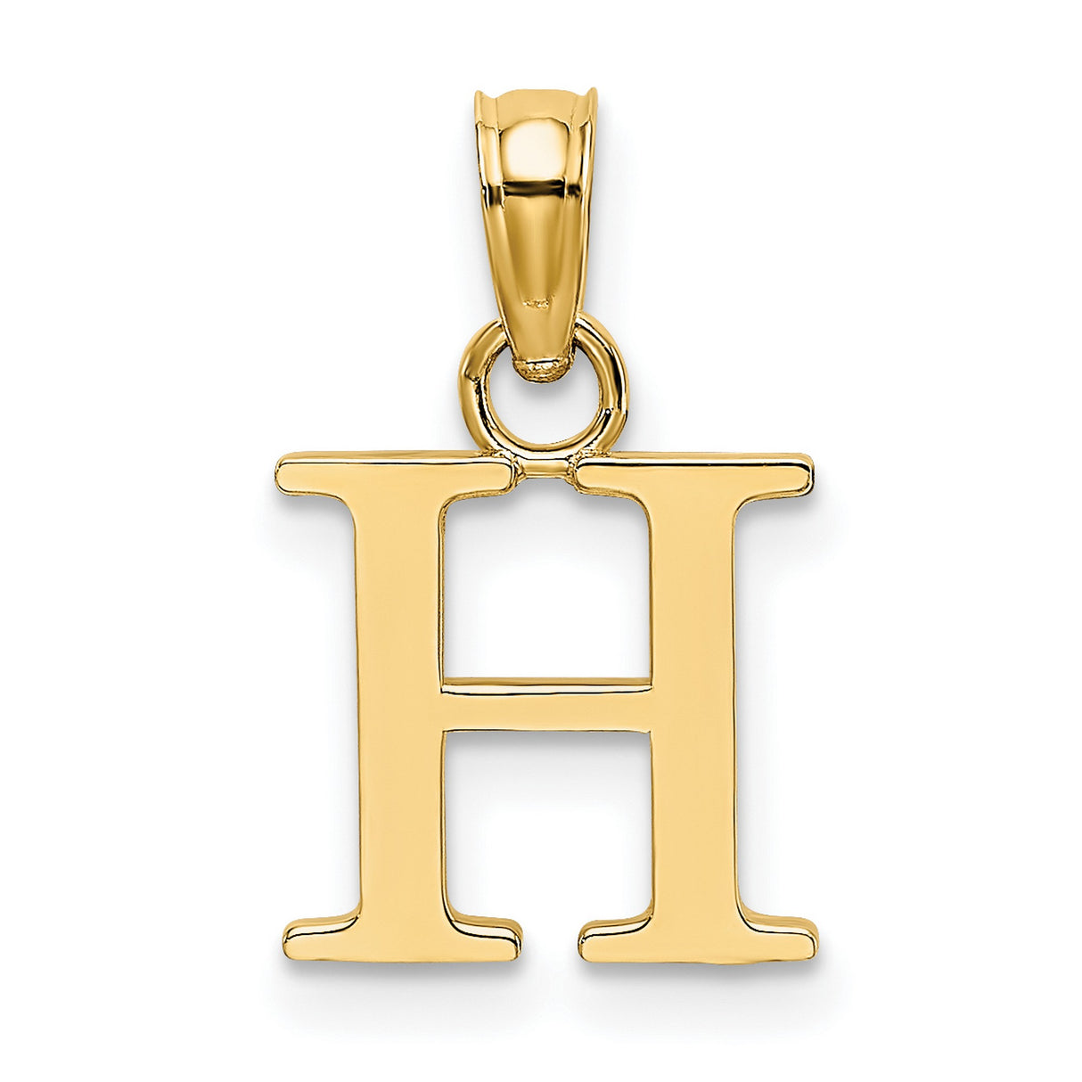 10k Yellow Gold Letter H Pendant Charm, Block Style Alphabet Monogram Jewelry