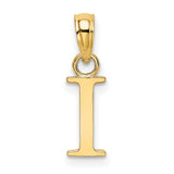10k Yellow Gold Letter I Pendant, Polished Initial Charm, Simple Alphabet Jewelry for Women