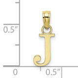 10k Yellow Gold Initial J Pendant, Script Letter Charm with Polished Finish for Women