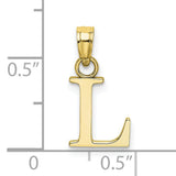 10k Yellow Gold Letter L Pendant Charm, Polished Block Initial, Minimalist Monogram Design