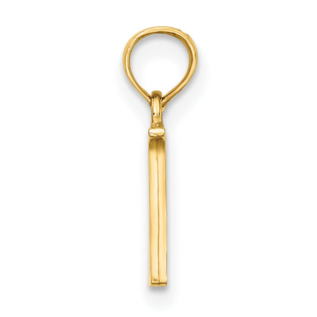 10k Yellow Gold Block N Pendant, Polished Alphabet Letter Charm for Women or Unisex Wear