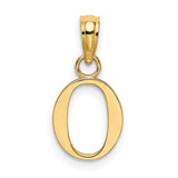 10k Yellow Gold Letter O Pendant Charm, Polished Block Alphabet Design for Women