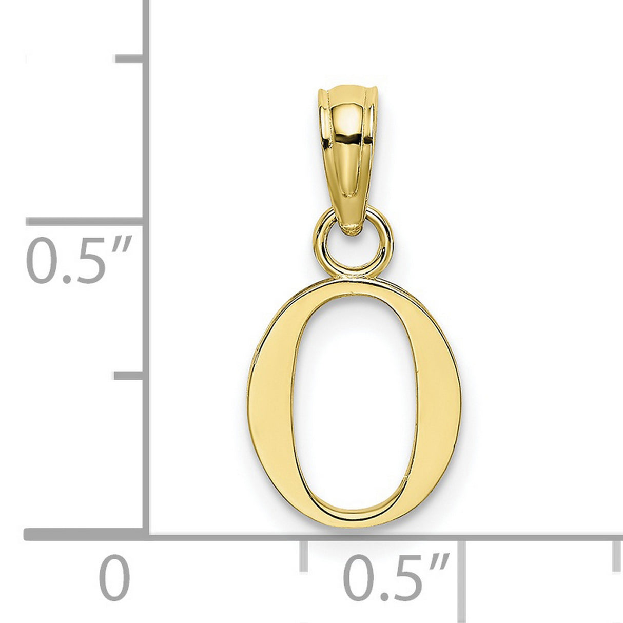 10k Yellow Gold Letter O Pendant Charm, Polished Block Alphabet Design for Women