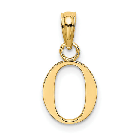 10k Yellow Gold Letter O Pendant Charm, Polished Block Alphabet Design for Women