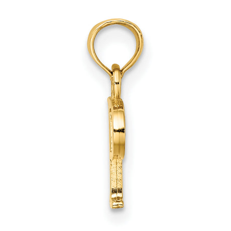 10k Yellow Gold Letter P Pendant, Block Serif Initial Charm, Unisex Monogram Jewelry