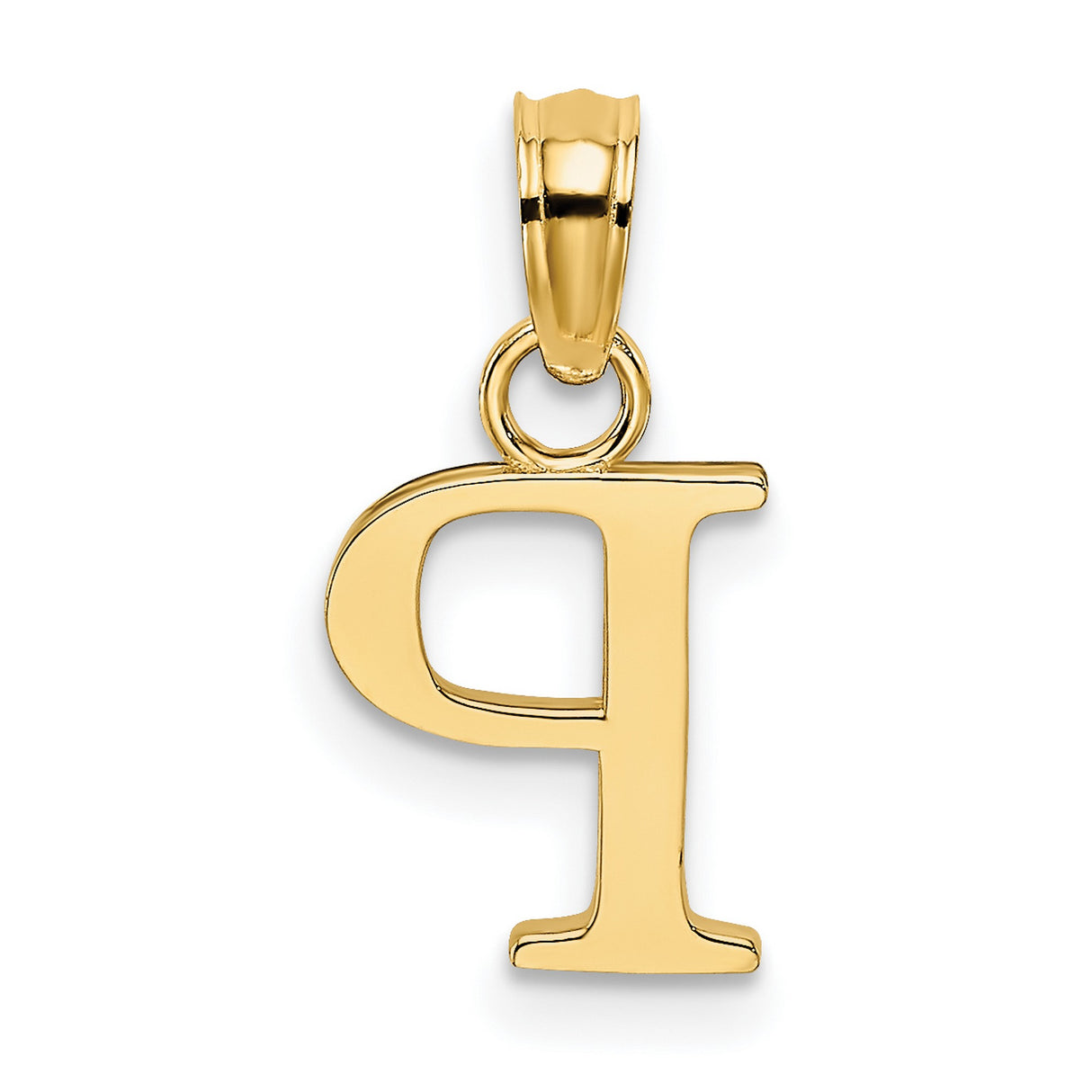 10k Yellow Gold Letter P Pendant, Block Serif Initial Charm, Unisex Monogram Jewelry