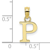 10k Yellow Gold Letter P Pendant, Block Serif Initial Charm, Unisex Monogram Jewelry