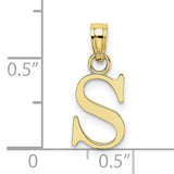 10k Yellow Gold Pendant with Block Letter S Design, Polished Initial Charm for Women or Unisex Wear