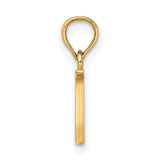 10k Yellow Gold Letter W Pendant Charm, Polished Block Initial Design, Unisex Jewelry