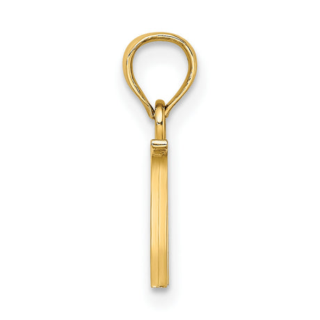 10k Yellow Gold Letter W Pendant Charm, Polished Block Initial Design, Unisex Jewelry