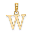 10k Yellow Gold Letter W Pendant Charm, Polished Block Initial Design, Unisex Jewelry