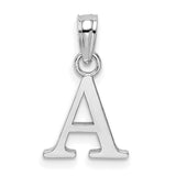 10k White Gold A Initial Pendant, Block Letter Charm with Polished Finish, Unisex Jewelry