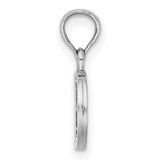 10k White Gold Initial D Pendant, Polished Block Letter Charm, Minimalist Alphabet Jewelry