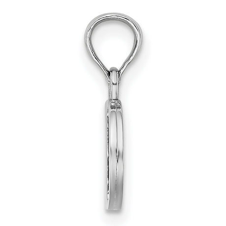 10k White Gold Initial D Pendant, Polished Block Letter Charm, Minimalist Alphabet Jewelry