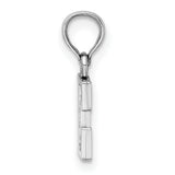 10k White Gold Letter E Pendant, Polished Block Style Initial Charm for Women or Unisex Wear