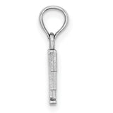 10k White Gold Letter F Pendant Charm, Polished Monogram Initial Jewelry for Women or Unisex Wear