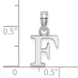 10k White Gold Letter F Pendant Charm, Polished Monogram Initial Jewelry for Women or Unisex Wear